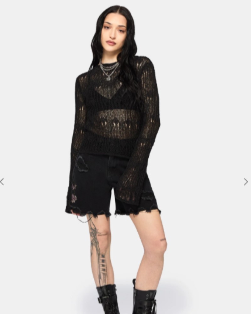 Poison Eden Embroidered Denim Short