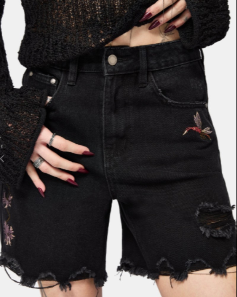 Poison Eden Embroidered Denim Short